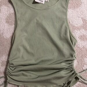 Princess Polly Sage Green Ribbed Tank Top